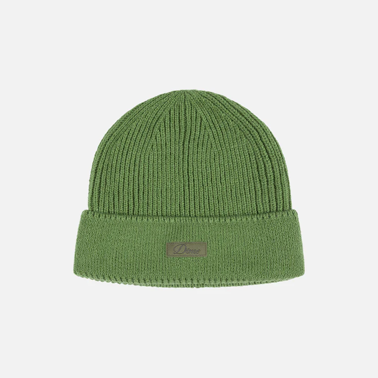 Cursive Rib Beanie  Khaki Green