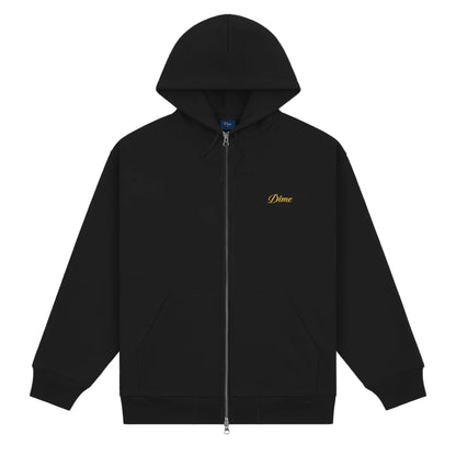 Cursive Small Logo Zip-Hoodie Black