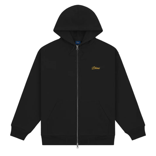 Cursive Small Logo Zip-Hoodie Black