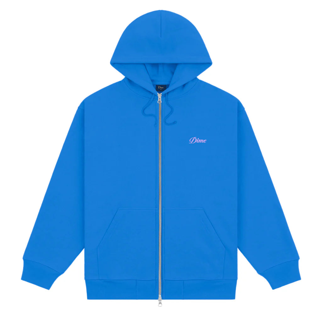 Cursive Small Logo Zip-Hoodie Cobalt