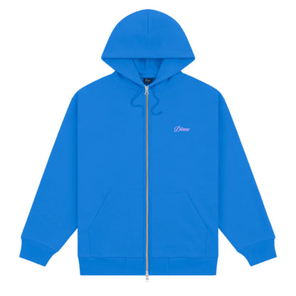 Cursive Small Logo Zip-Hoodie Cobalt