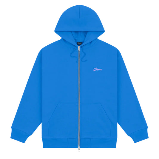 Cursive Small Logo Zip-Hoodie Cobalt