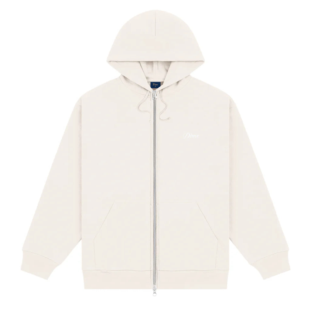 Cursive Small Logo Zip-Hoodie Natural