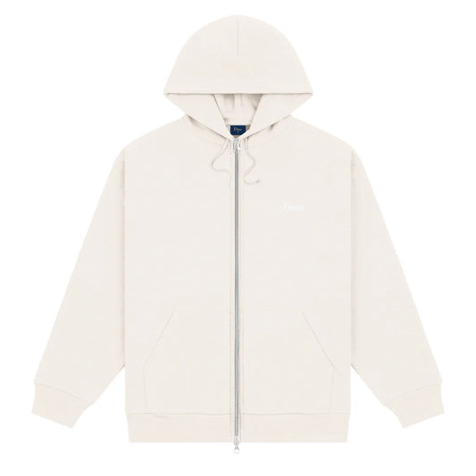 Cursive Small Logo Zip-Hoodie Natural