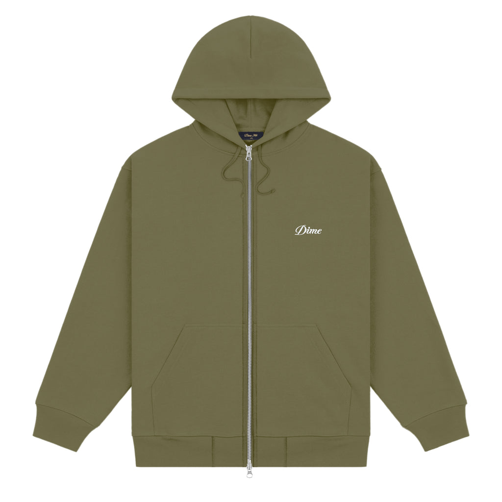 CURSIVE ZIP-HOODIE Dark olive