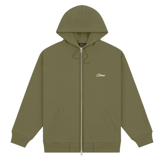 CURSIVE ZIP-HOODIE Dark olive