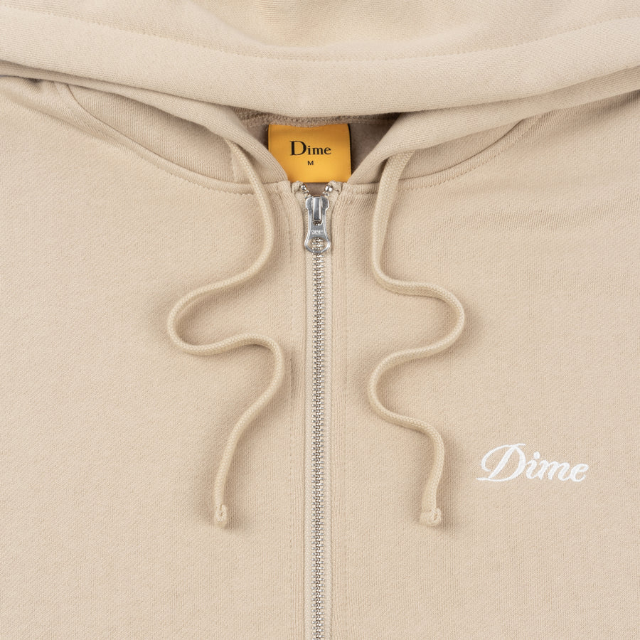 Cursive Zip Hoodie Sand