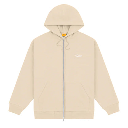 Cursive Zip Hoodie Sand