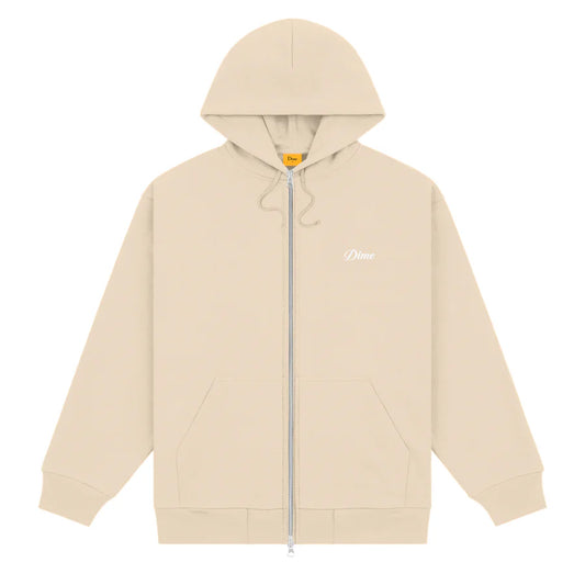 Cursive Zip Hoodie Sand