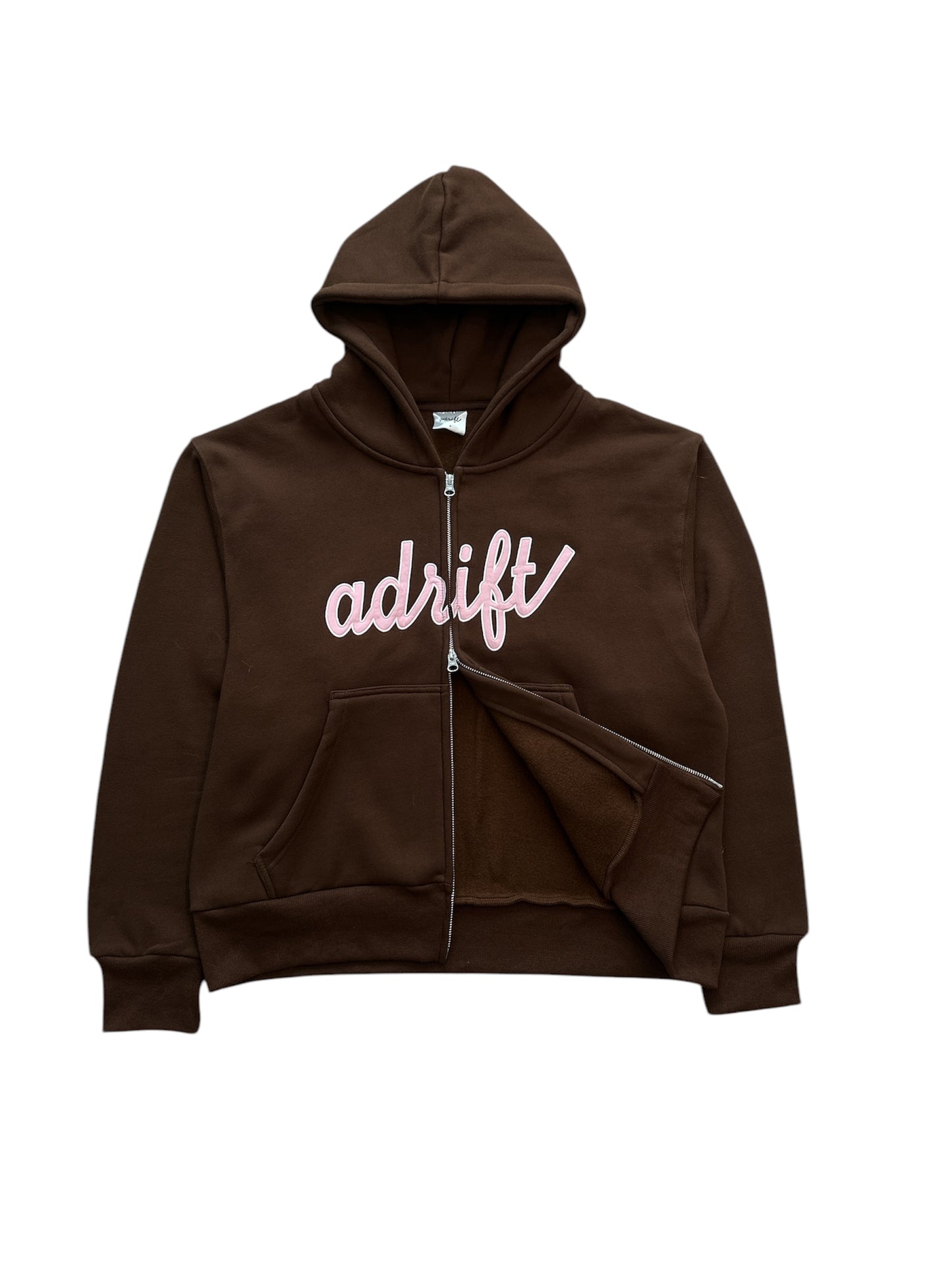 Adrift Script Zip Up Brown Pink