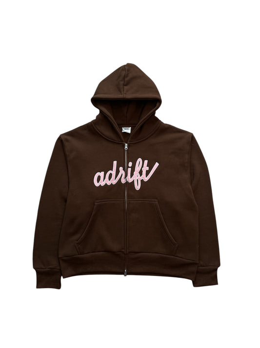 Adrift Script Zip Up Brown Pink