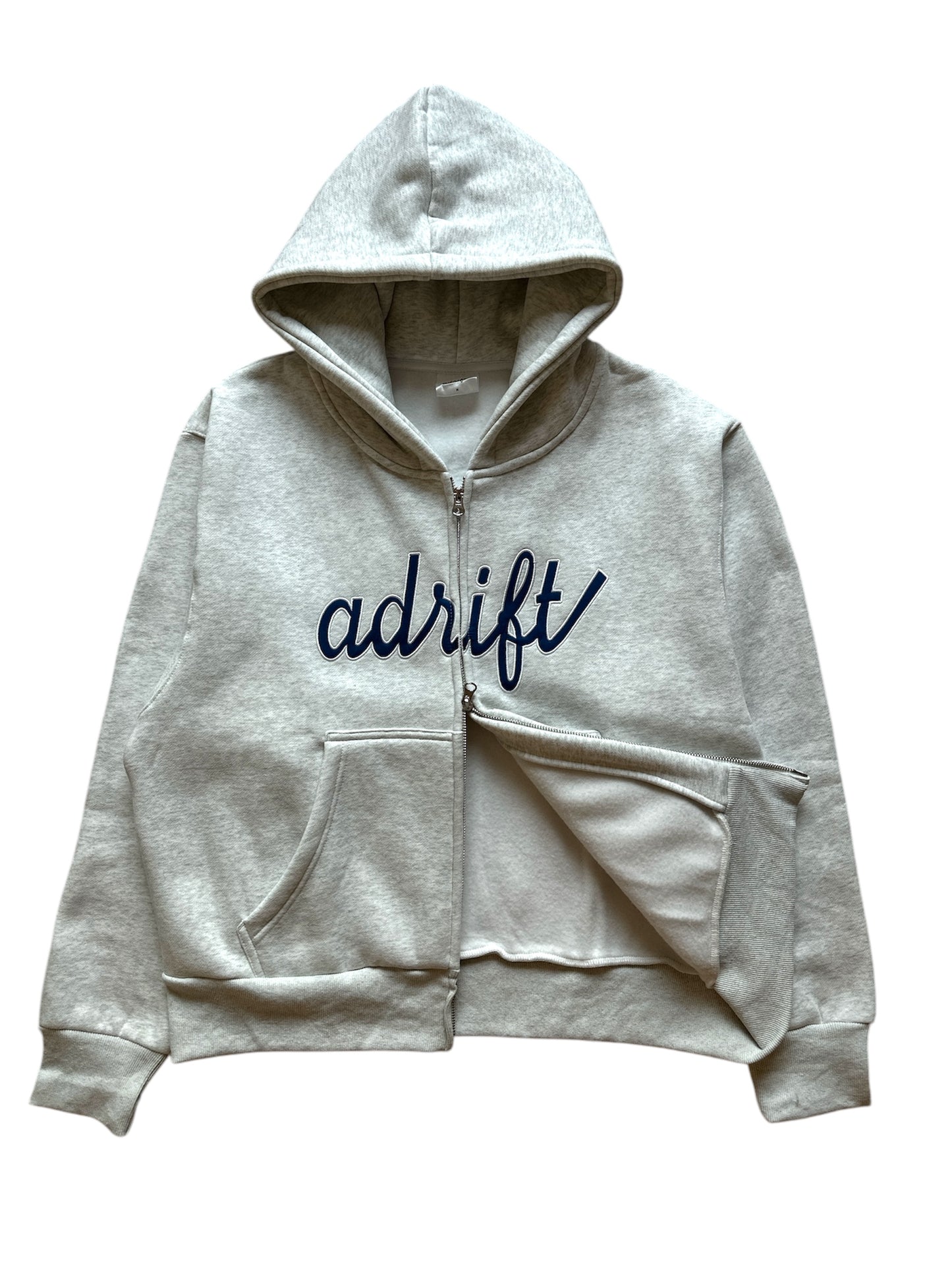 Adrift Script Zip Up Ash Grey Blue