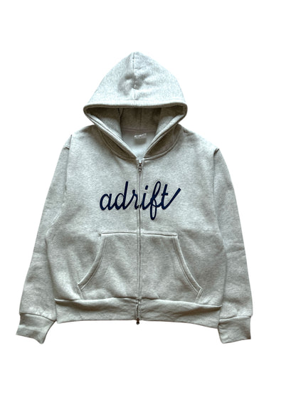 Adrift Script Zip Up Ash Grey Blue