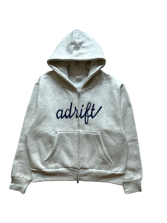 Adrift Script Zip Up Ash Grey Blue