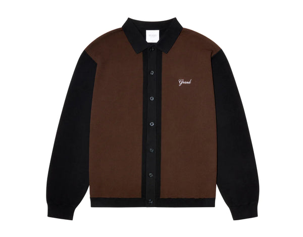 KNIT BUTTON UP SWEATER BLACK ESPRESSO