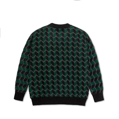 ZIG ZAG KNIT SWEATER BLACK DARK TEAL