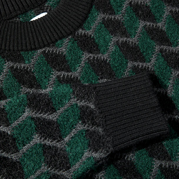 ZIG ZAG KNIT SWEATER BLACK DARK TEAL