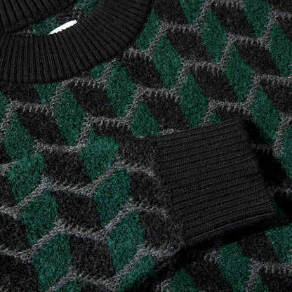 ZIG ZAG KNIT SWEATER BLACK DARK TEAL