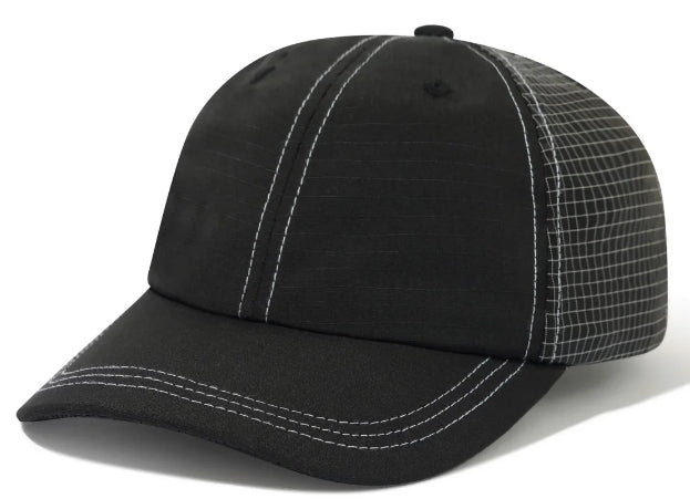 Nylon Ripstop 6 Panel Cap Black