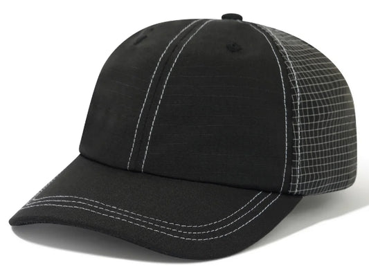 Nylon Ripstop 6 Panel Cap Black