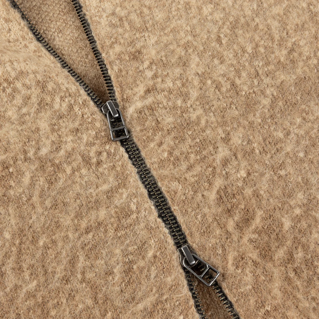 Mohair Double Zip Knit  Camel