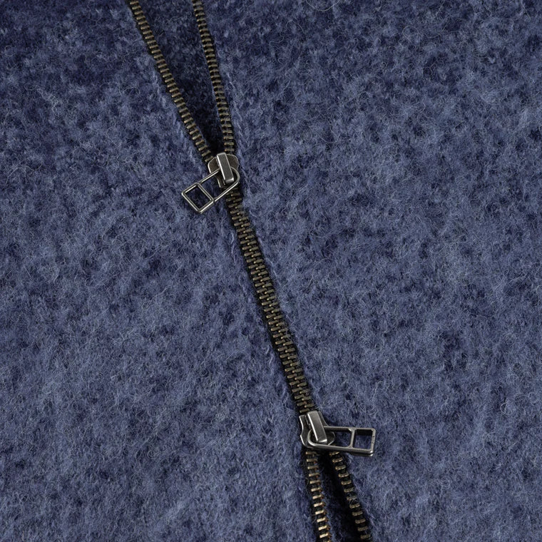 Mohair Double Zip Knit  Midnight Blue