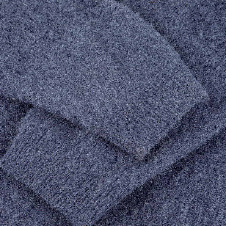 Mohair Double Zip Knit  Midnight Blue
