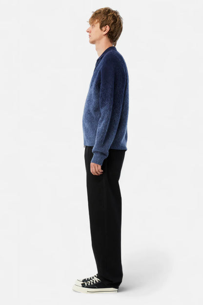 Mohair Double Zip Knit  Midnight Blue