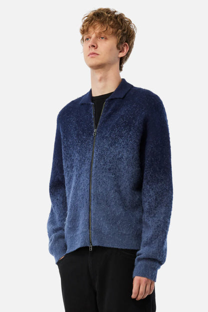 Mohair Double Zip Knit  Midnight Blue