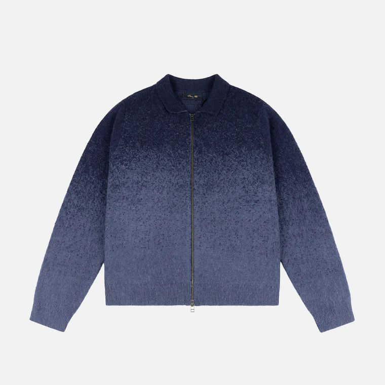 Mohair Double Zip Knit  Midnight Blue