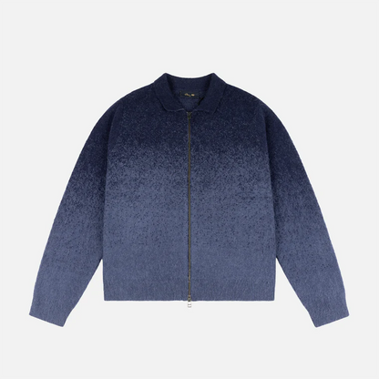 Mohair Double Zip Knit  Midnight Blue