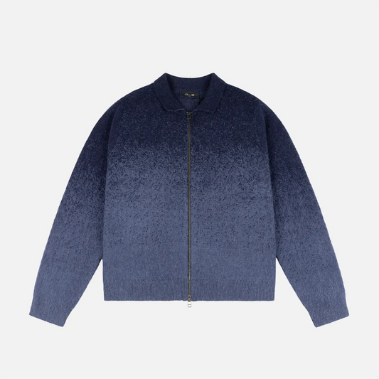 Mohair Double Zip Knit  Midnight Blue