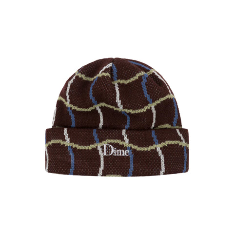 Dime Wave Checkered Beanie Brown