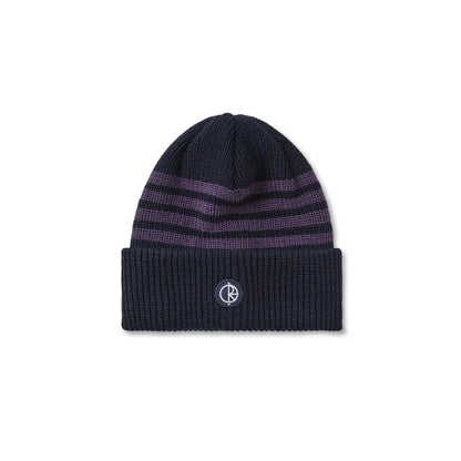 Stripe Merino Beanie Navy Purple