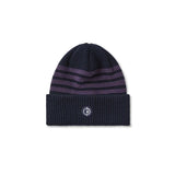 Stripe Merino Beanie Navy Purple