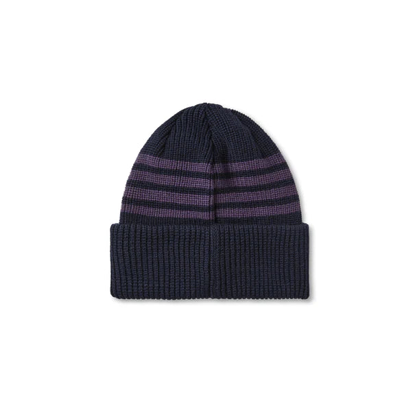 Stripe Merino Beanie Navy Purple