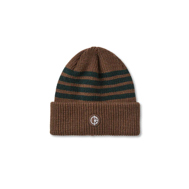 Stripe Merino Beanie Brass Dark Green