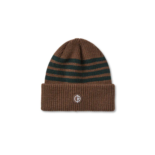 Stripe Merino Beanie Brass Dark Green
