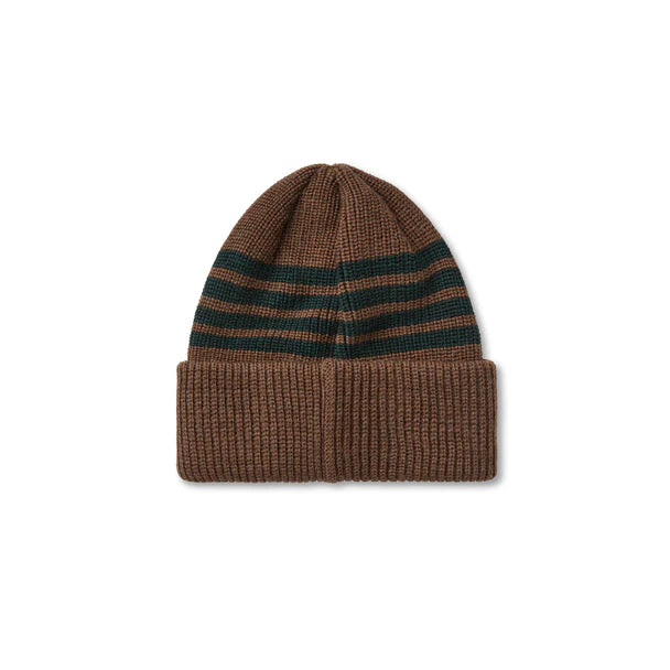 Stripe Merino Beanie Brass Dark Green