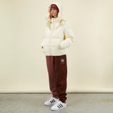 Contrast Puffer Jacket Off White