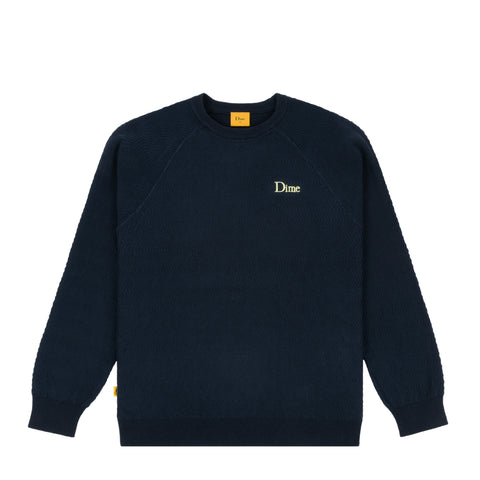 Wave Cable Knit Sweater Navy