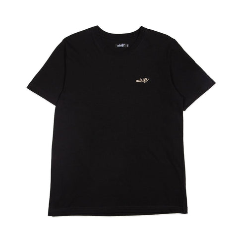 Adrift Micro Script Tee Black