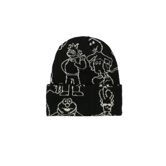 Confused Character Beanie Black