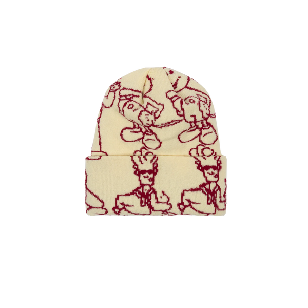 Confused Character Beanie Cream