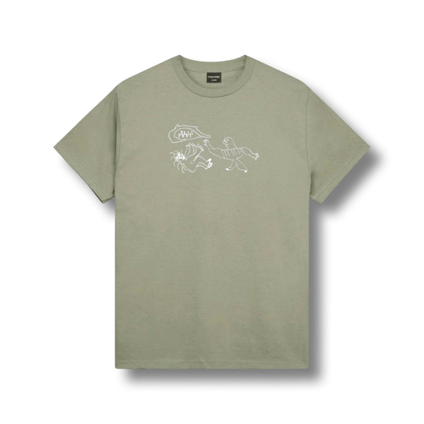 Many Faces Tee Stone Wash Green